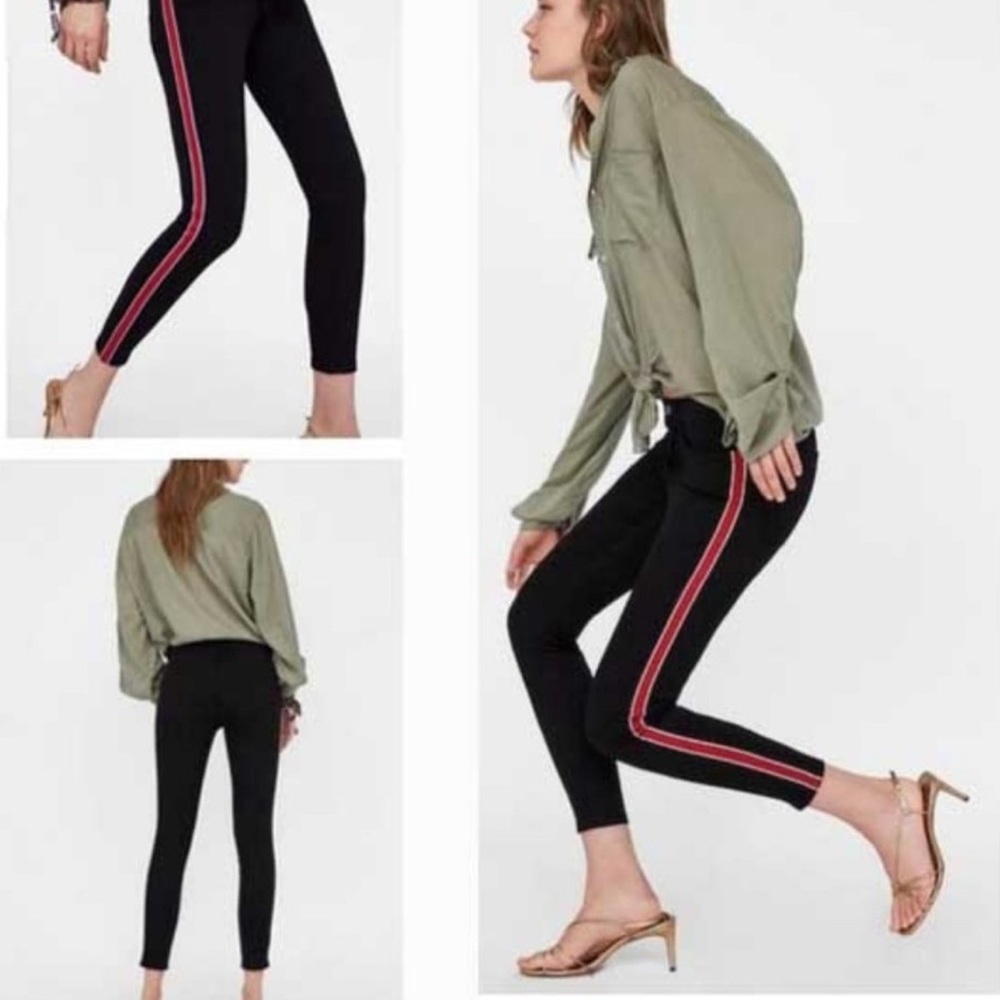 H&M | Black High Waisted Skinny Jeans with Stripe
